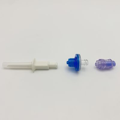 Needleless IV Bag Spike with Filter and Lipid/Alcohol Resistant Valve Port